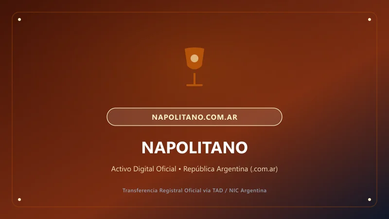 Identidad visual y presentación comercial del nombre de dominio napolitano.com.ar en venta